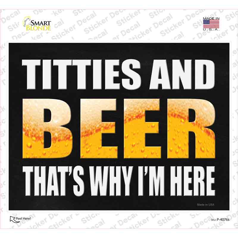 Titties and Beer Novelty Rectangle Sticker Decal