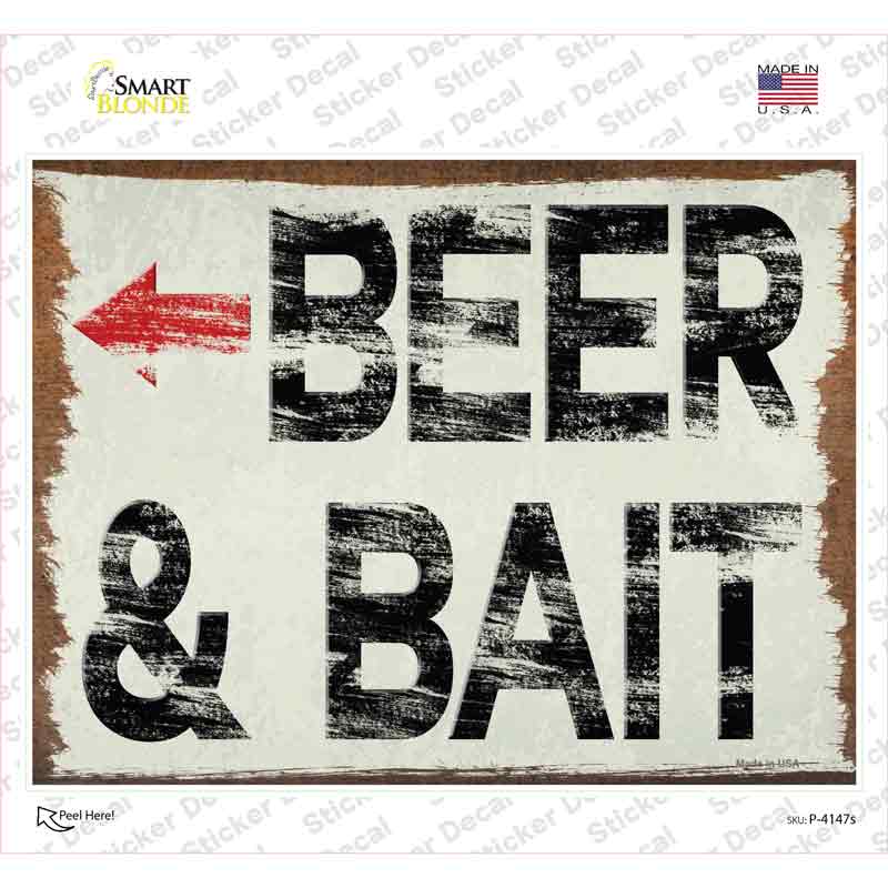 Beer and Bait Left Novelty Rectangular Sticker Decal
