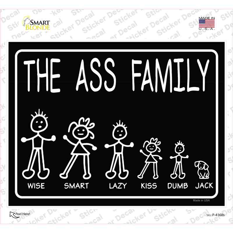 Ass Family Stick Figure Novelty Rectangle Sticker Decal