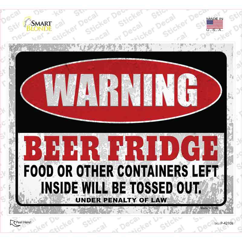Warning Beer Fridge Novelty Rectangle Sticker Decal