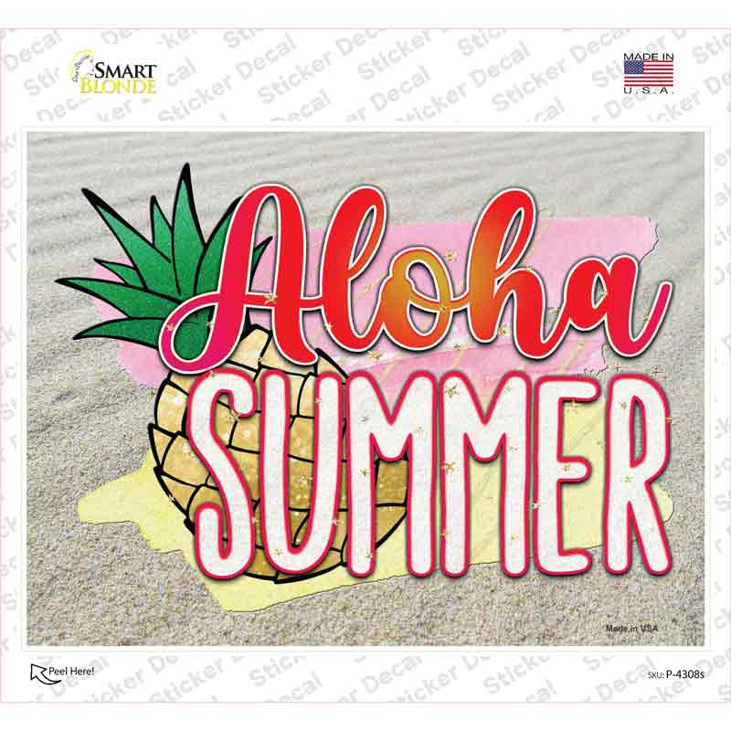 Aloha Summer Novelty Rectangle Sticker Decal