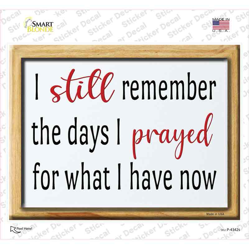 I Prayed For What I Have Now Novelty Rectangle Sticker Decal