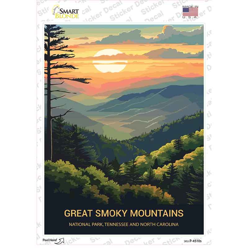 Great Smoky Mountains Novelty Rectangle Sticker Decal P-4510s