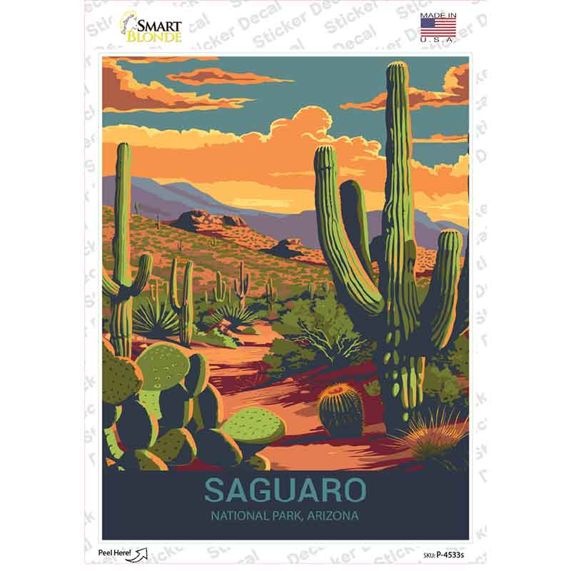 Saguaro Arizona Novelty Rectangle Sticker Decal P-4533s