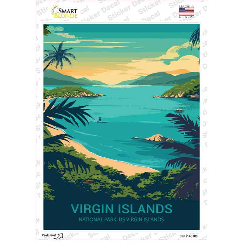 US Virgin Islands Novelty Rectangle Sticker Decal P-4538s