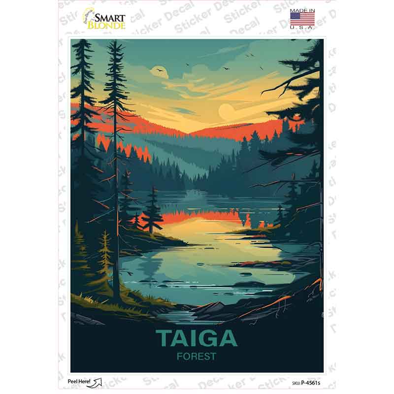Taiga Forest Novelty Rectangle Sticker Decal P-4561s