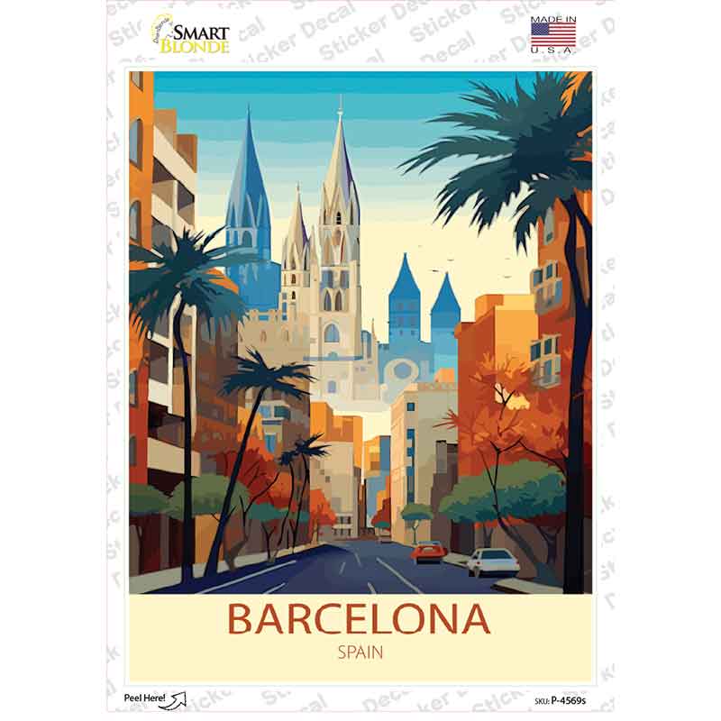 Barcelona Spain Novelty Rectangle Sticker Decal P-4569s