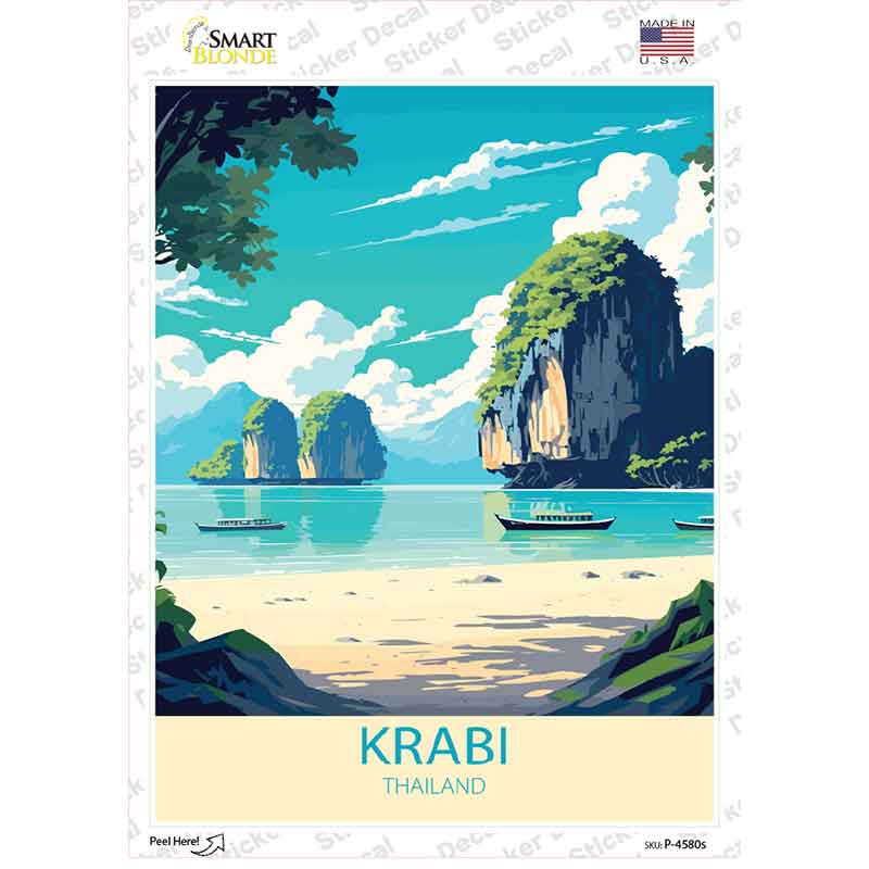 Krabi Thailand Novelty Rectangle Sticker Decal P-4580s