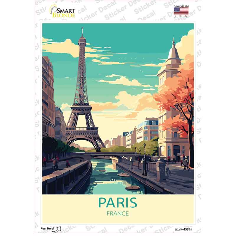 Paris France Novelty Rectangle Sticker Decal P-4589s