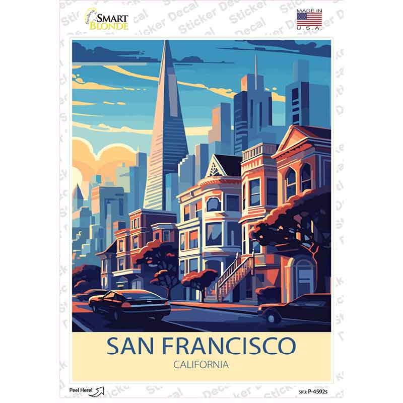 San Francisco California Novelty Rectangle Sticker Decal P-4592s