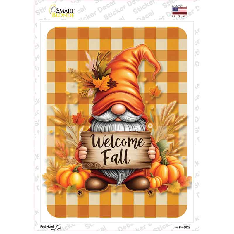 Gnome Welcome Fall Novelty Rectangle Sticker Decal P-4602s