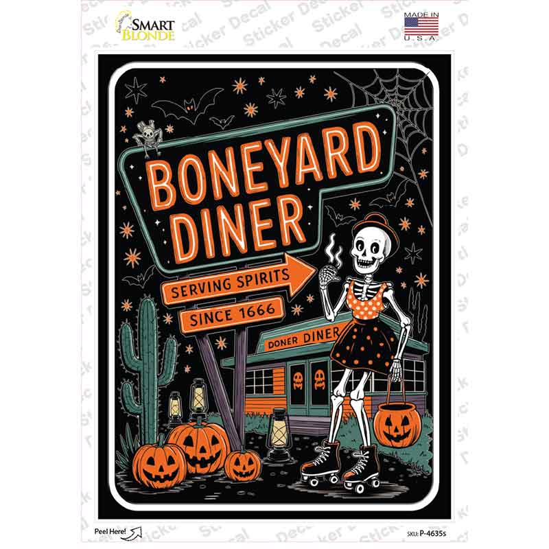 Boneyard Diner Novelty Rectangle Sticker Decal P-4635s