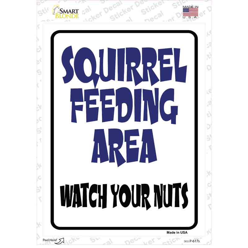 Squirrel Feeding Area Novelty Rectangle Sticker Decal