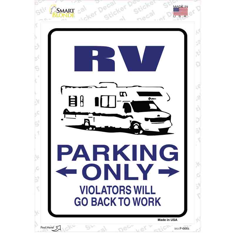 RV Only Novelty Rectangle Sticker Decal