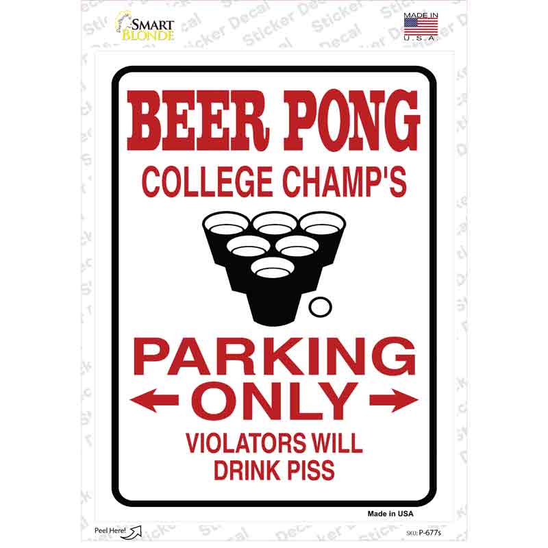 Beer Pong College Champs Novelty Rectangle Sticker Decal