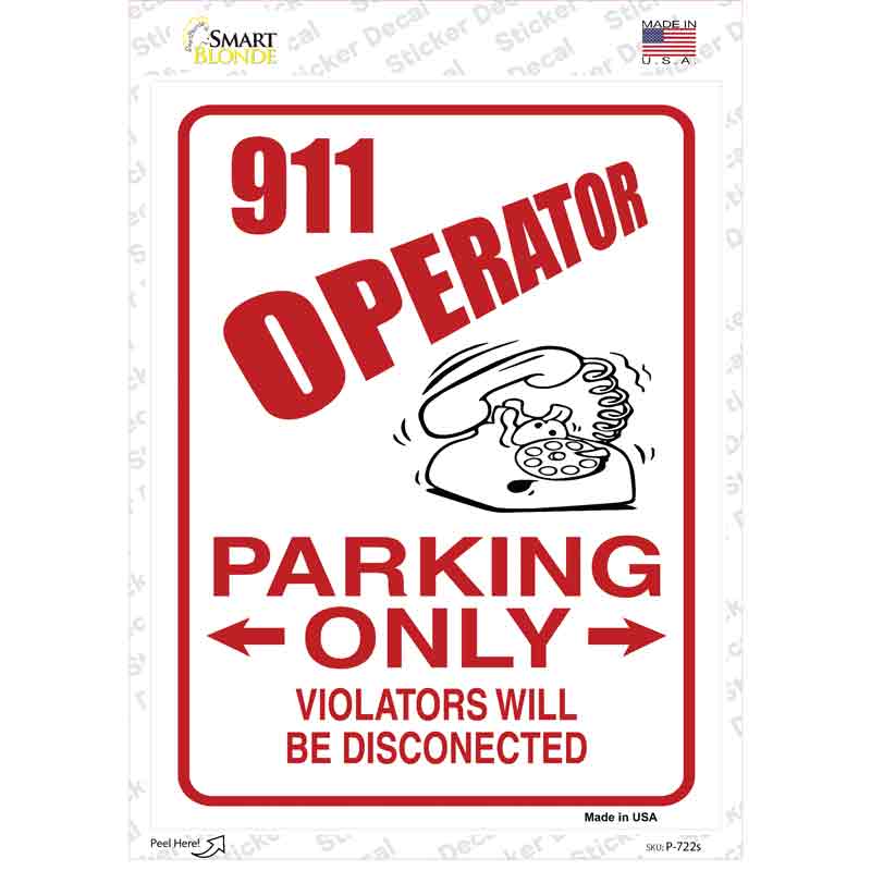 911 Operator Parking Novelty Rectangle Sticker Decal