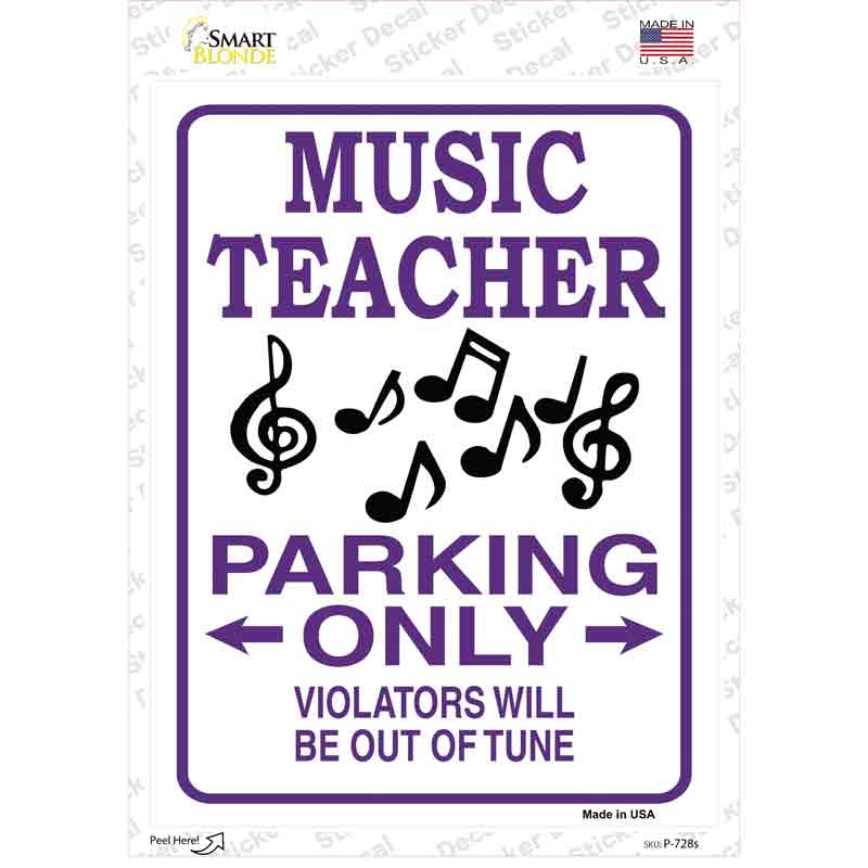 Music Note Teacher Parking Novelty Rectangle Sticker Decal