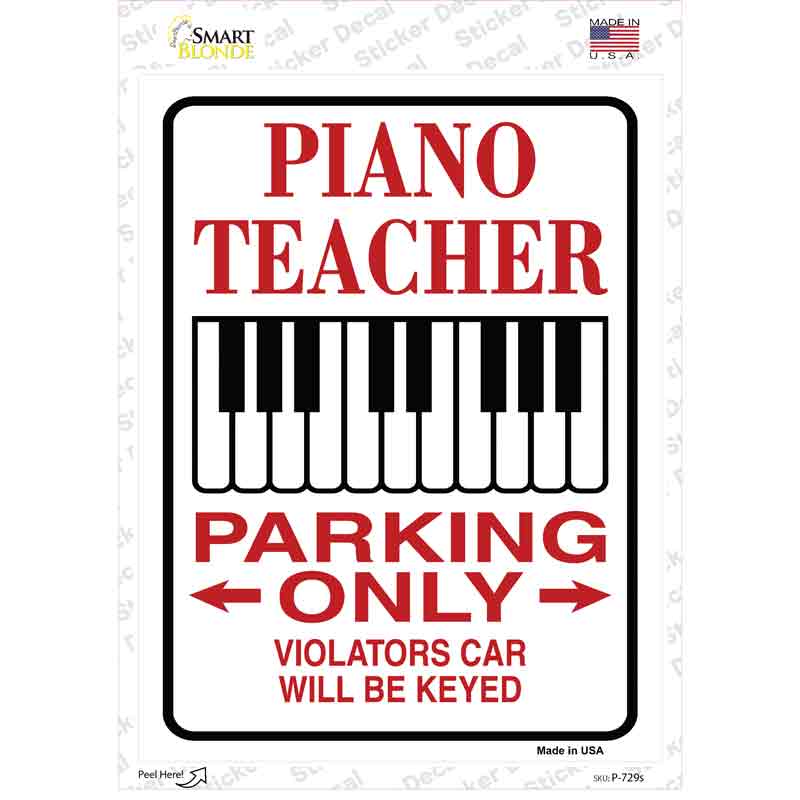 Piano Teacher Parking Novelty Rectangle Sticker Decal