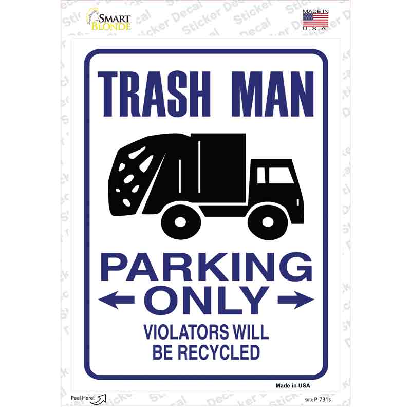 Trash Man Parking Novelty Rectangle Sticker Decal