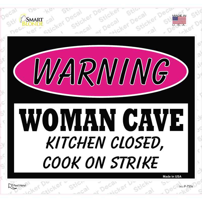 Woman Cave Kitchen Closed Cook On Strike Novelty Rectangle Sticker Decal