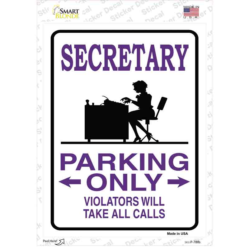 Secretary Only Novelty Rectangle Sticker Decal