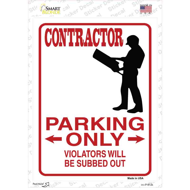 Contractor Only Novelty Rectangle Sticker Decal
