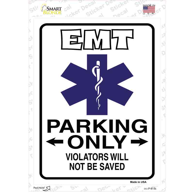EMT Only Novelty Rectangle Sticker Decal