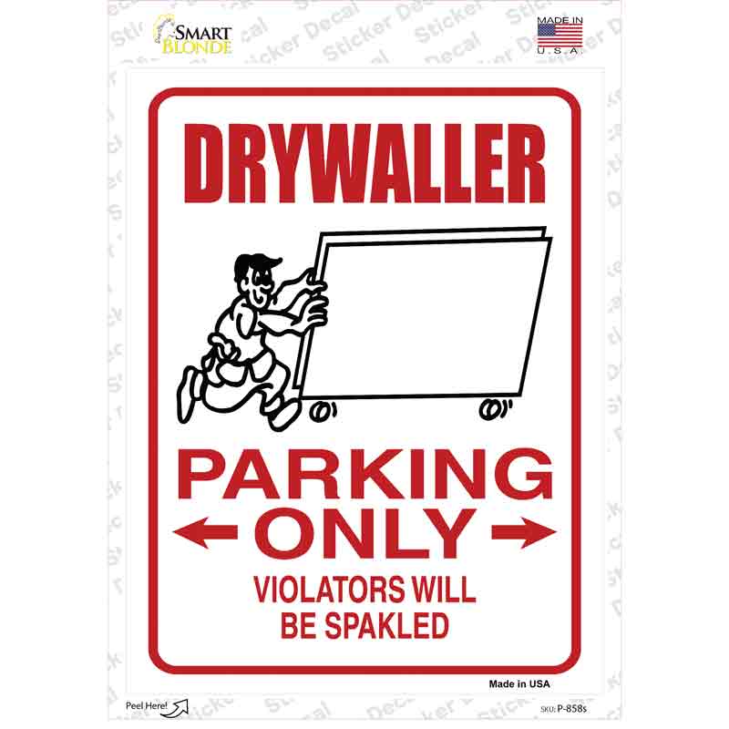 Drywall Parking Spakled Novelty Rectangular Sticker Decal
