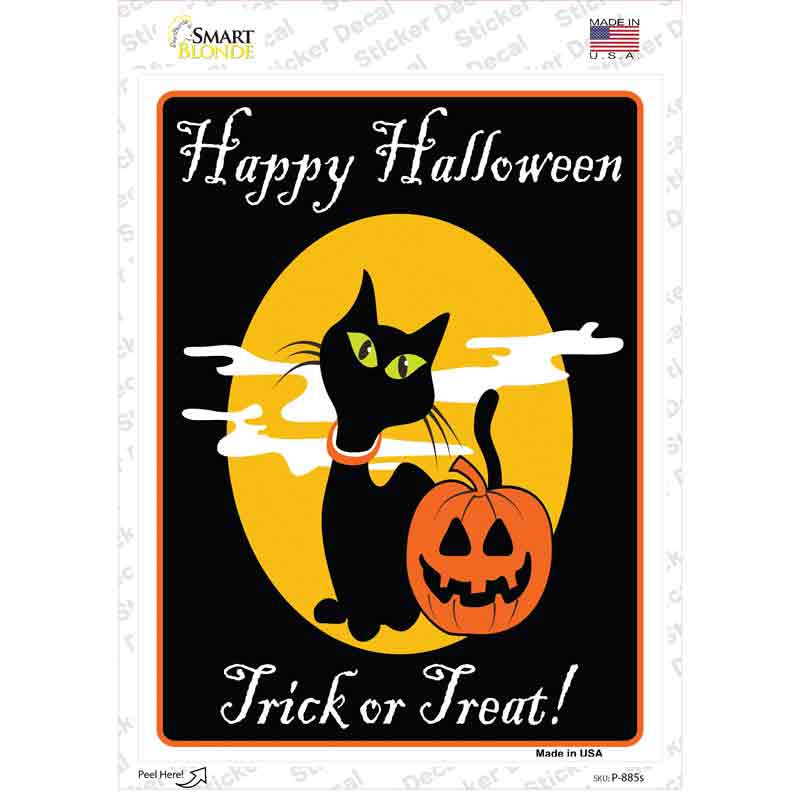 Happy Halloween Black Cat Novelty Rectangle Sticker Decal