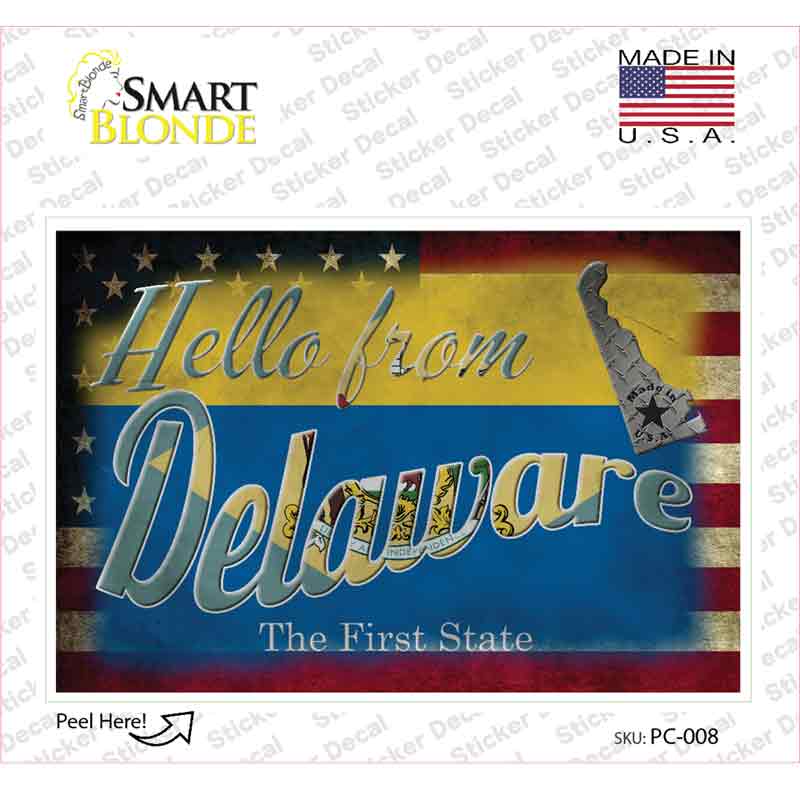 Hello From Delaware Novelty Postcard Sticker Decals