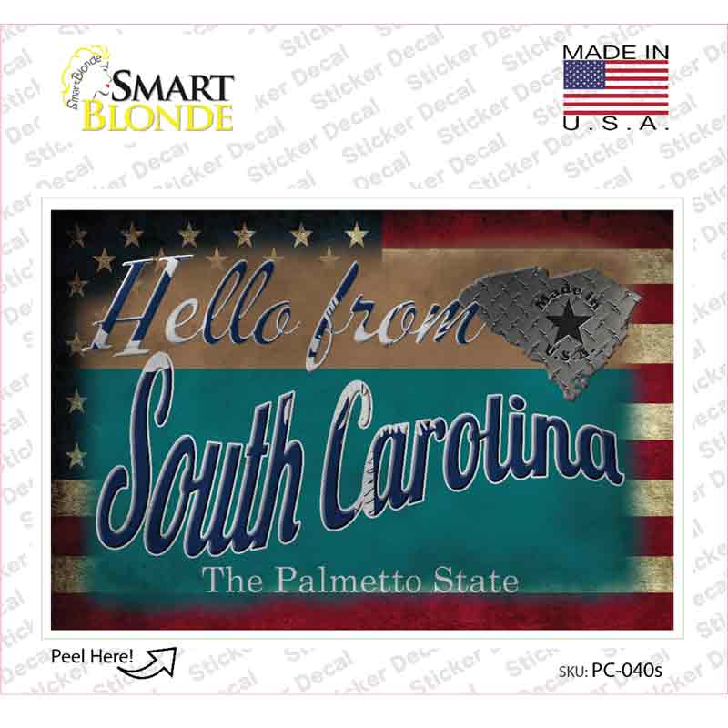 Hello From South Carolina Novelty Postcard Sticker Decals