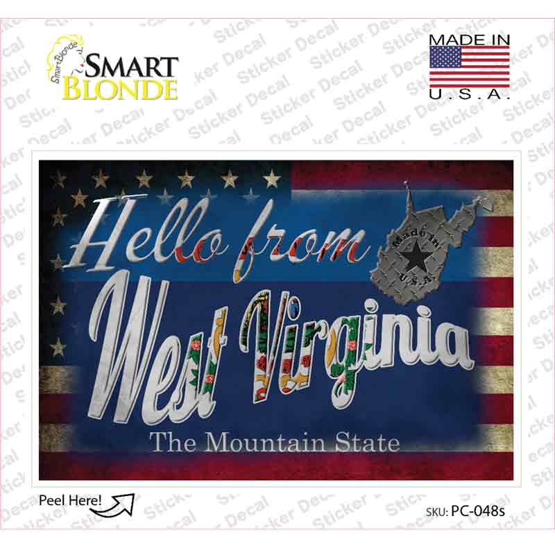 Hello From West Virginia Novelty Postcard Sticker Decals