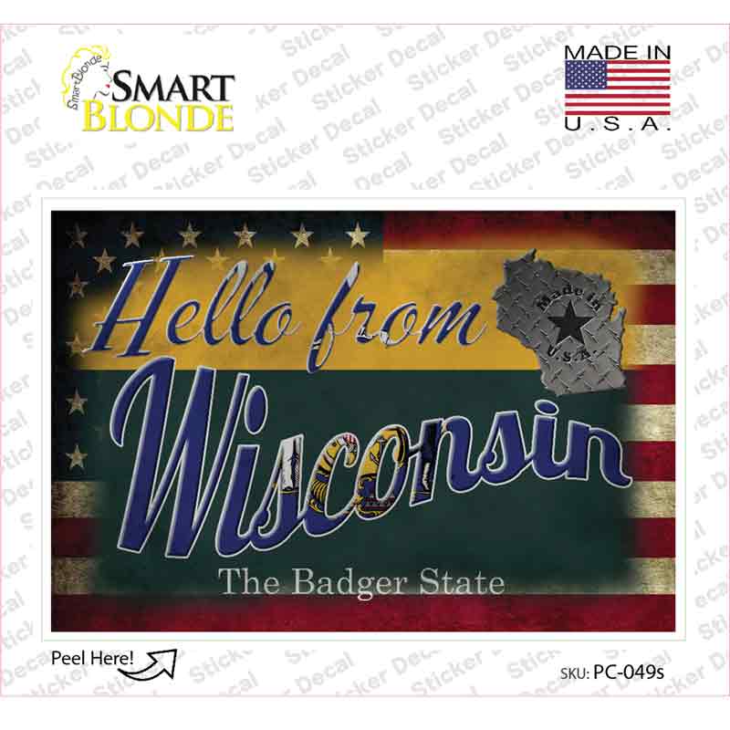 Hello From Wisconsin Novelty Postcard Sticker Decals