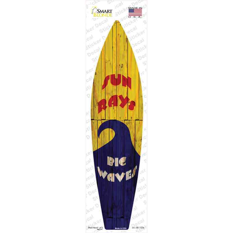 Sun Rays Big Waves Novelty Surfboard Sticker Decal