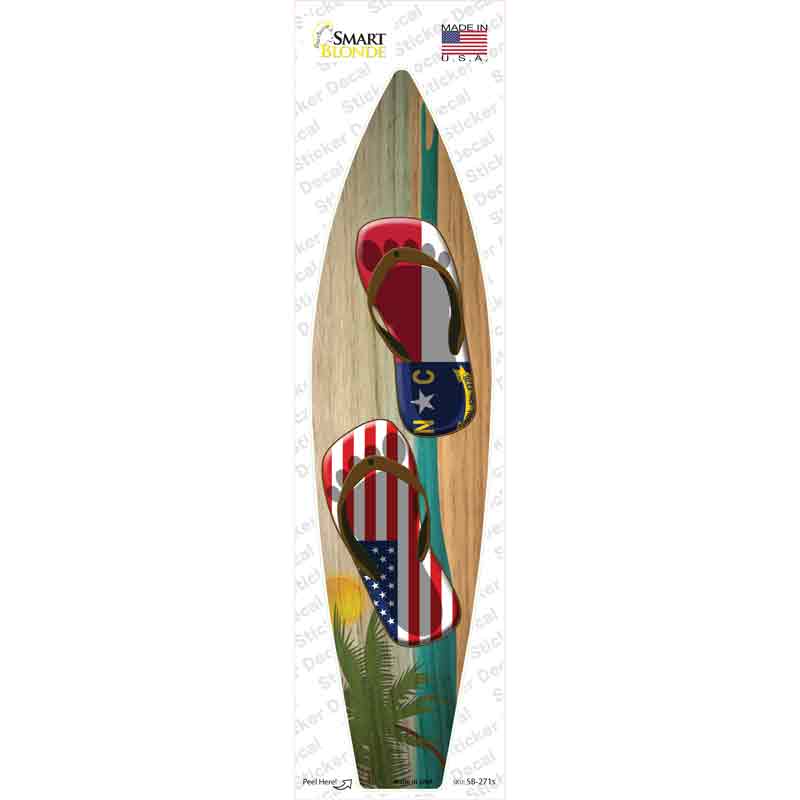 North Carolina Flag Flip Flop Novelty Surfboard Sticker Decal