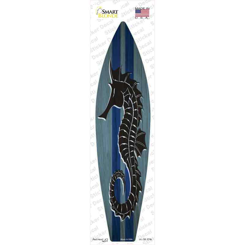 Seahorse Blue Striped Novelty Surfboard Sticker Decal