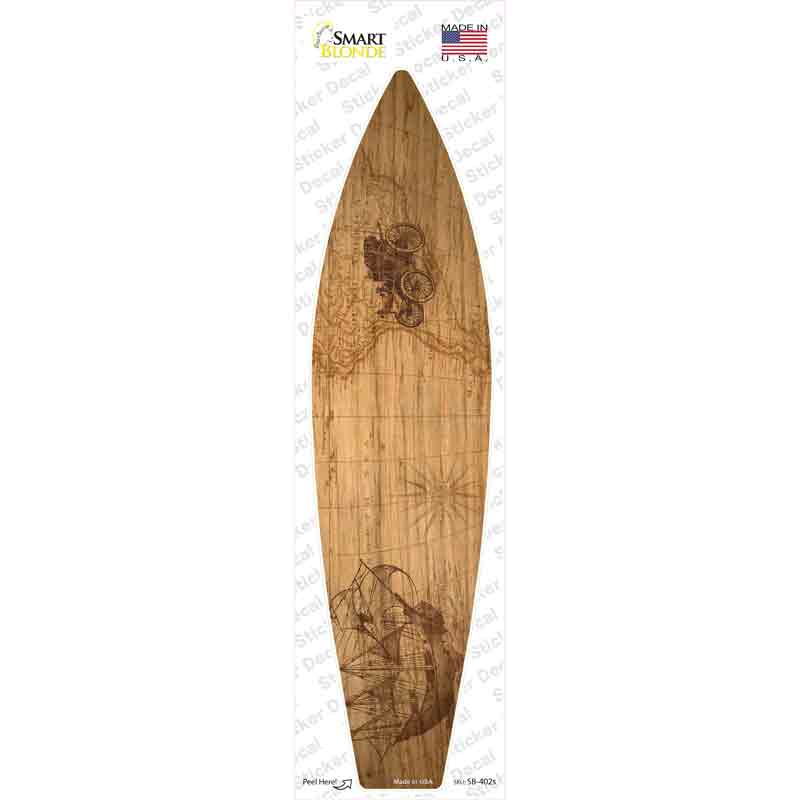 Vintage Map With Buggy Novelty Surfboard Sticker Decal