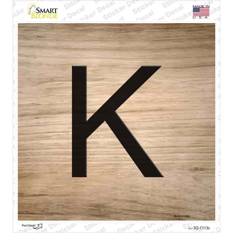 K Letter Tile Novelty Square Sticker Decal