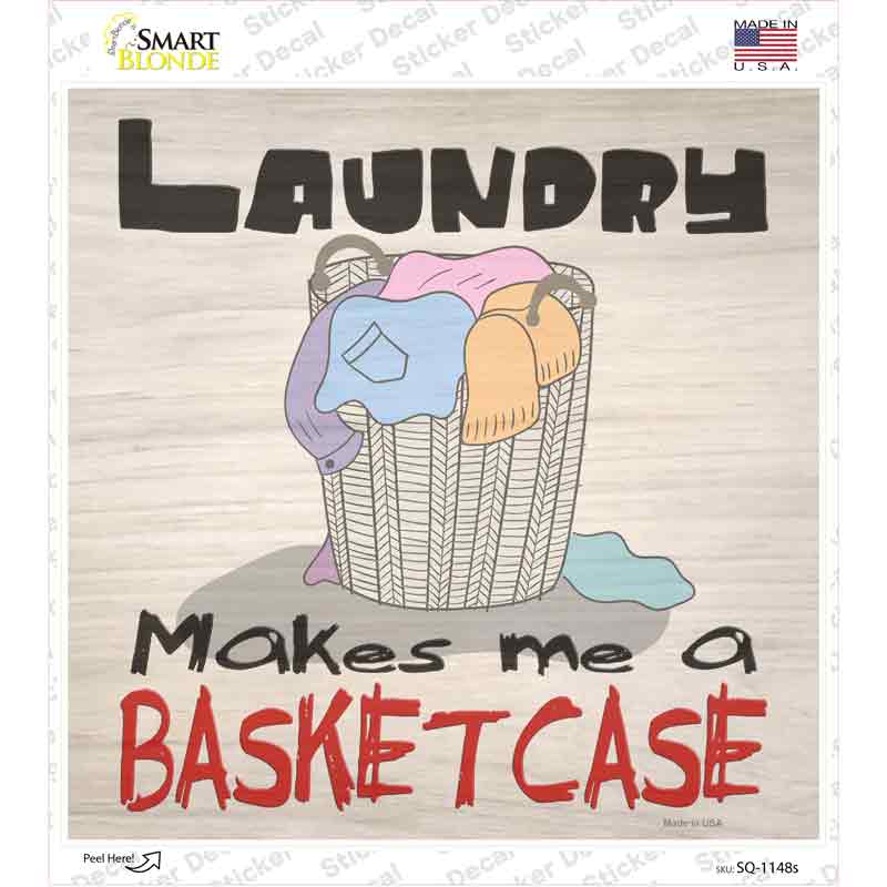 Laundry Basketcase Novelty Square Sticker Decal