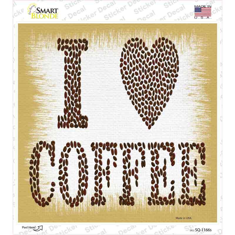 I Love Coffee Novelty Square Sticker Decal