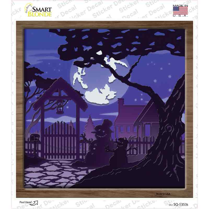 Snowmen Shadow Box Novelty Square Sticker Decal