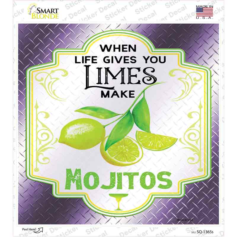 Make Mojitos Purple Novelty Square Sticker Decal