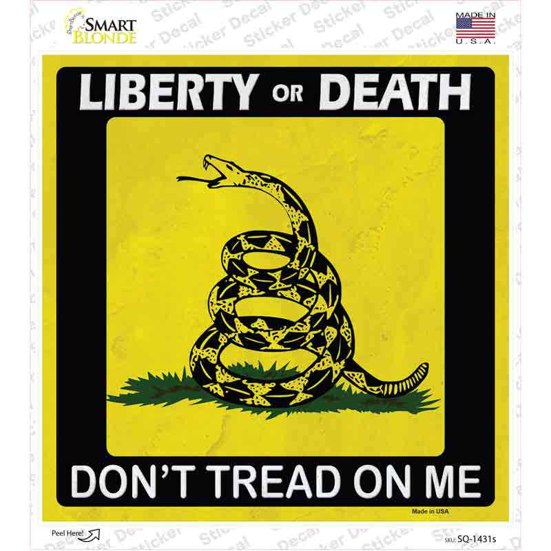 Liberty Or Death Gadsden Novelty Square Sticker Decal