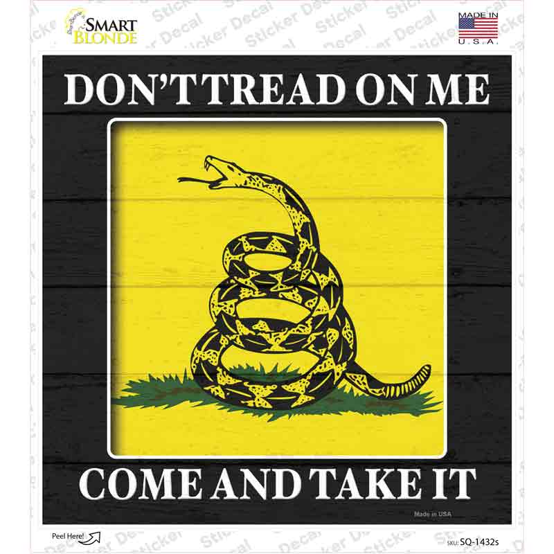 Come And Take It Gadsden Novelty Square Sticker Decal