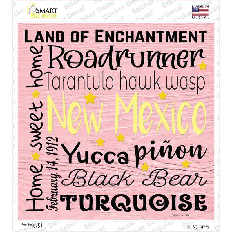 New Mexico Motto Novelty Square Sticker Decal