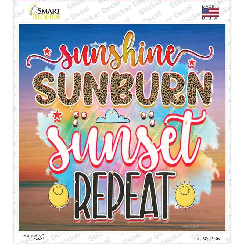 Sunshine Sunburn Sunset Repeat Novelty Square Sticker Decal