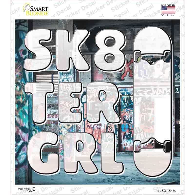 Sk8ter Girl Novelty Square Sticker Decal