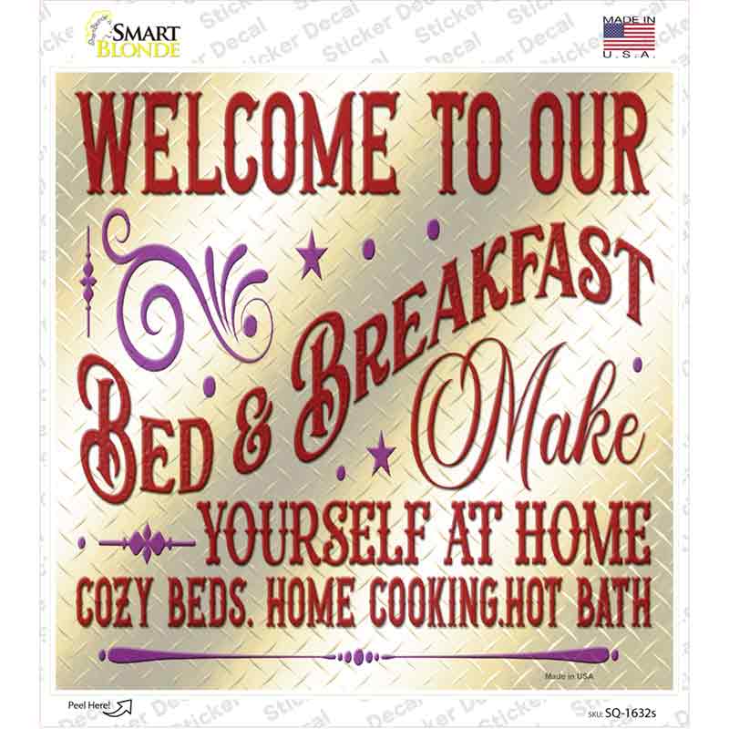 Bed and Breakfast Novelty Square Sticker Decal