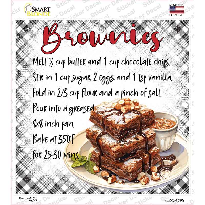 Brownies Recipe Novelty Square Sticker Decal SQ-1680s