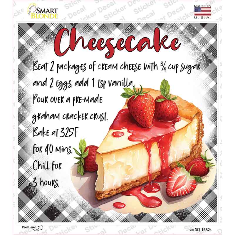 Cheesecake Recipe Novelty Square Sticker Decal SQ-1682s